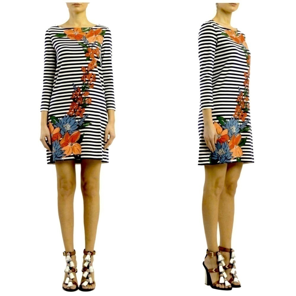 Tory BURCH Striped printed Floral dress size Small